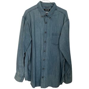 Solaris Shirt Denim Button Down Blue Workwear Cotton Front Pocket Size 2XB